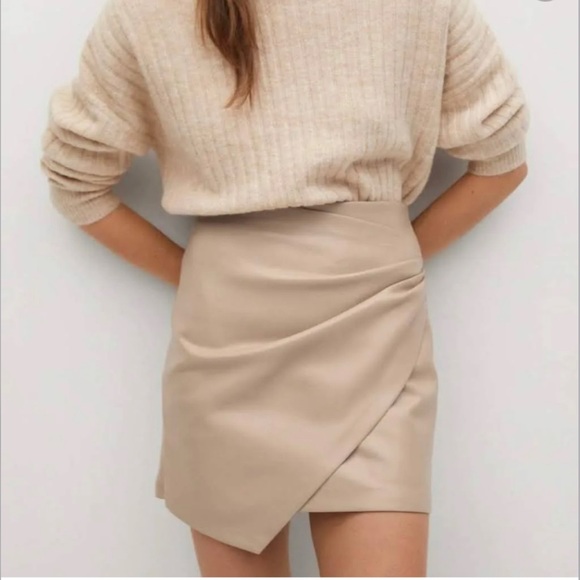 Mango Faux Tan Leather Wrap Skirt - Picture 1 of 4